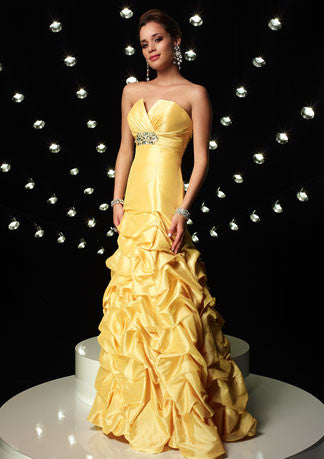 Yellow Strapless Mermaid Formal Prom Evening Dress HB104A