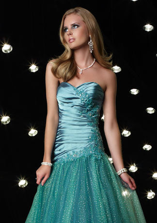 Teal Green Strapless Sweetheart Tulle Home Coming Prom Formal Dress HB117A