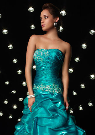 Teal Blue Strapless Ball Gown Home Coming Prom Formal Dress HB119A Custom Size / Blue Teal Blue Strapless Ball Gown Home Coming Prom Formal Dress HB119A Custom Size / Blue