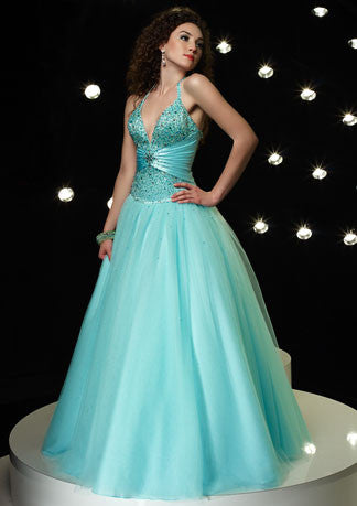 Halter V Neck Ball Gown Home Coming Dress HB121A