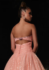Strapless Blush Pink Ball Gown Homecoming Dress HB127A