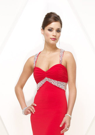 Elegant Red Formal Prom Evening Dress With Straps HB130A