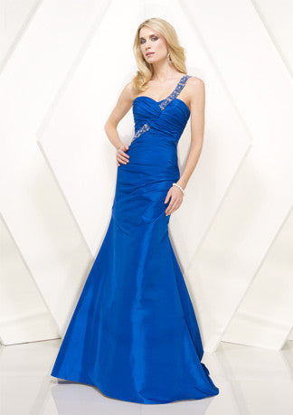 Grecian Blue Jeweled One Shoulder Prom Formal Evening Dress HB137A