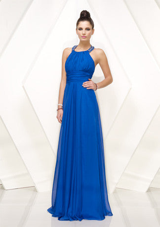 Grecian Blue Halter Formal Prom Evening Dress HB138A