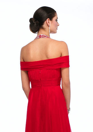Chiffon Halter Red Off Shoulder Prom Formal Evening Dress HB141A Size 26W / Other Chiffon Halter Red Off Shoulder Prom Formal Evening Dress HB141A Size 26W / Other