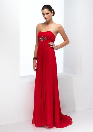 Strapless Red Empire Floor Length Evening Formal Dress HB142A