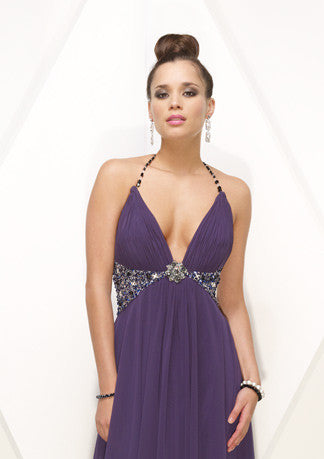 Grecian Purple Halter Sexy Hot Formal Evening Dress HB143A