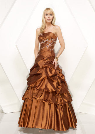 Copper Brown Strapless A-Line Prom Formal Home Coming Dress HB152A Size 16 / Brown