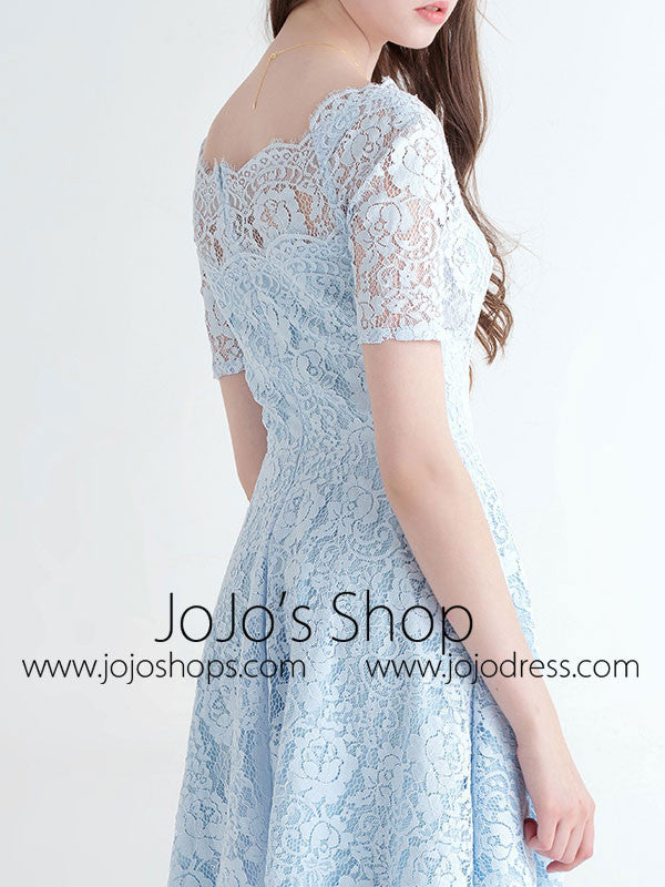Short Sleeves Lace Bridesmaid Dress