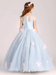 Gray Flower Girl Princess Ball Gown Party Dress Birthday Dress