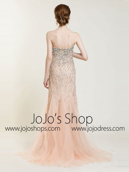 Strapless Jeweled Mermaid Formal Prom Dress