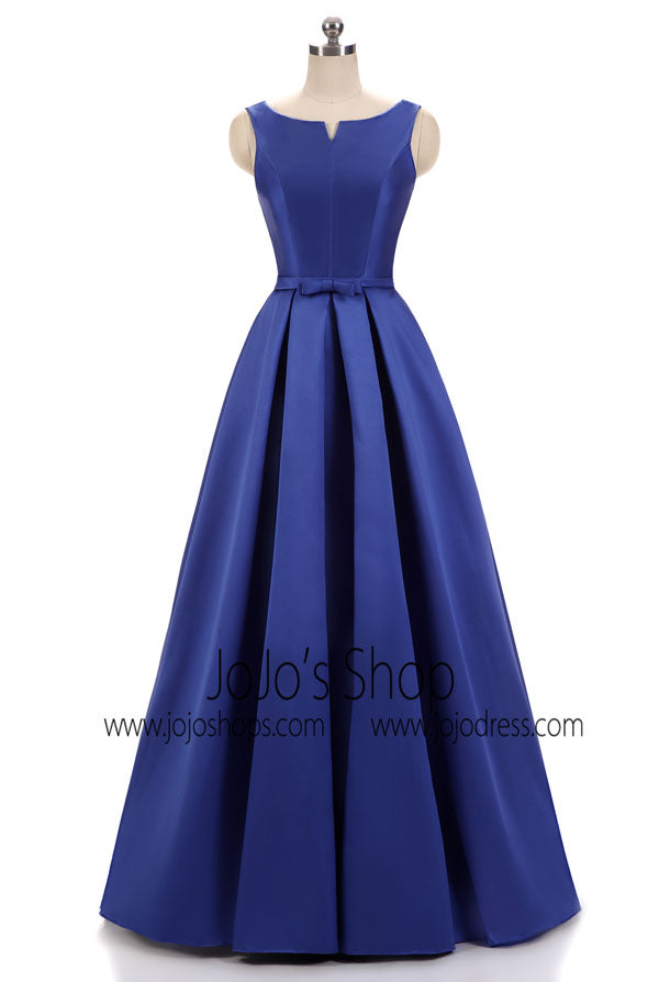 Blue Modest Floor Length Formal Occasion Dress