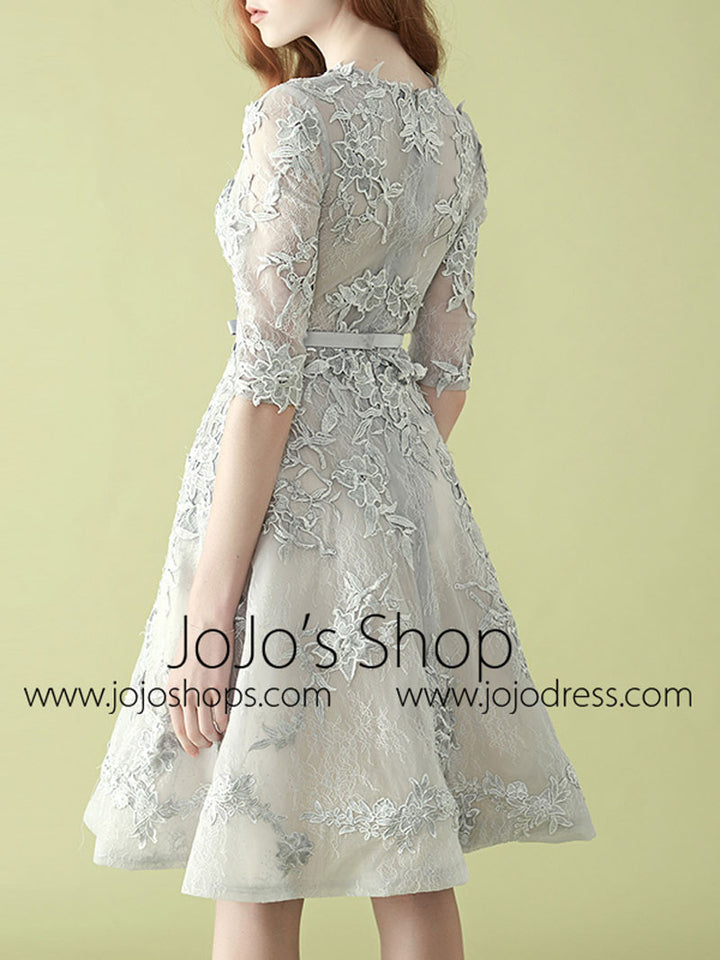 Modest Gray Knee Length Prom Home Coming Dress