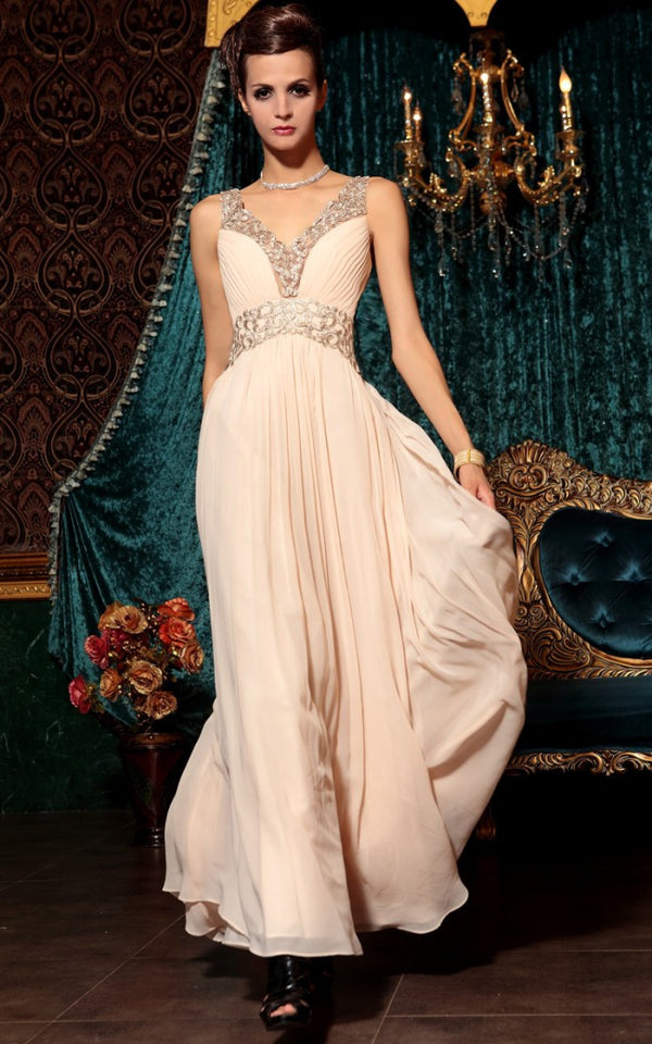 Peach Pink Grecian Long Chiffon Formal Prom Evening Pageant Dress DQ830798