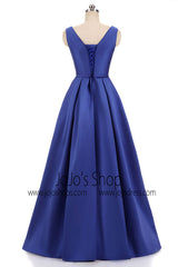 Blue Modest Floor Length Formal Occasion Dress