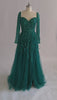Sparkly Green Maxi Formal Prom Evening Dress with Sleeves EN5503