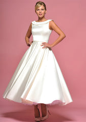 Retro 50s Ankle Length Dress with Boat Neck and V Back DV2061