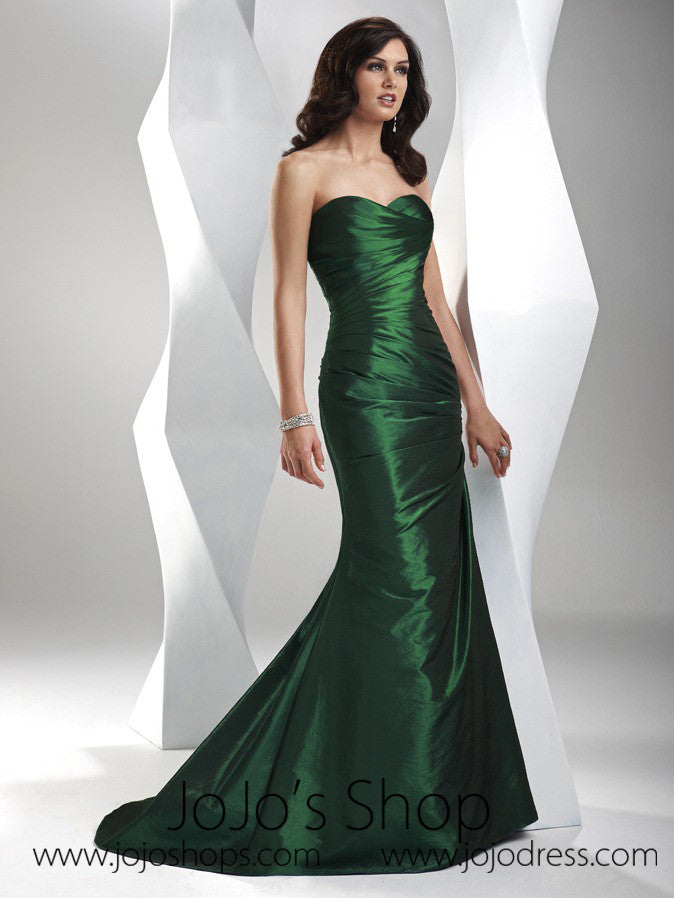 Forest Green Sweetheart Fit and Flare A-line Formal Prom Evening Dress