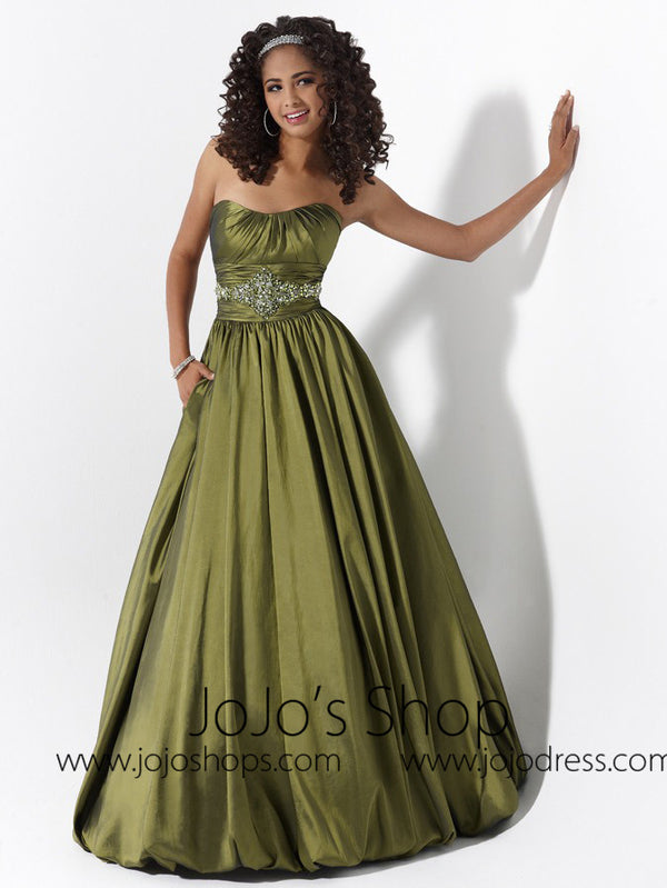 Green Ball Gown Bubble Hem Formal Graduation Prom Evening Dress HB2016C