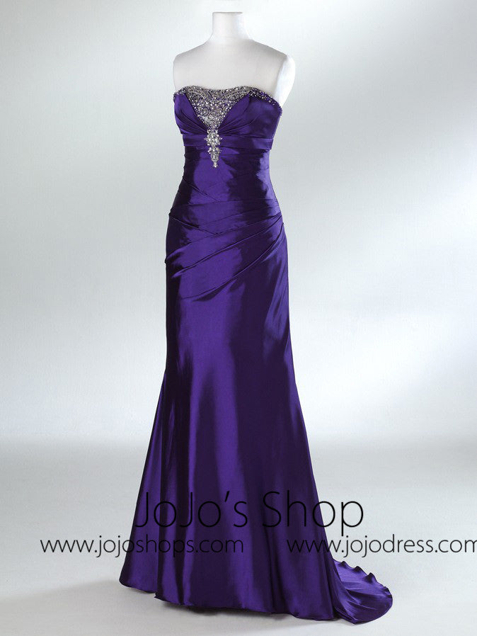 Purple Strapless Fit And Flare Formal Prom Evening Dress HB2019A