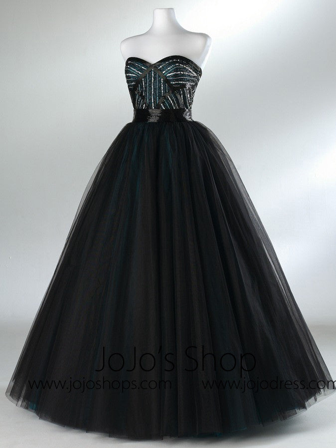 Black Strapless Tulle Formal Prom Ball Gown Dress HB2020A