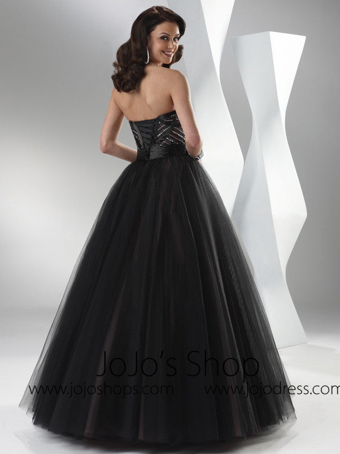 Black Strapless Tulle Formal Prom Ball Gown Dress HB2020A