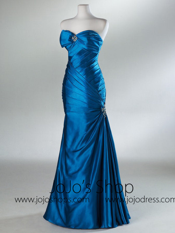 Blue Fit And Flare Graduation Prom Dress HB2021A
