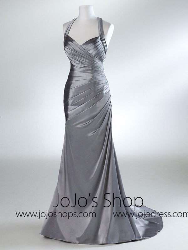 Silver Straped Formal Prom Evening Bridesmaid Dress HB2022C