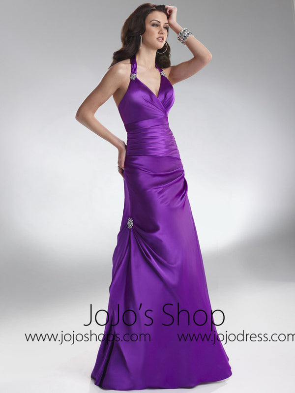 Purple Halter Formal Prom Bridesmaid Dress HB2027C