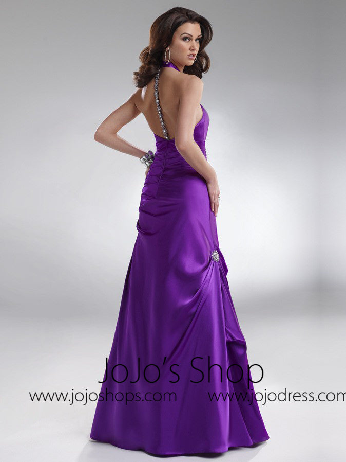 Purple Halter Formal Prom Bridesmaid Dress HB2027C