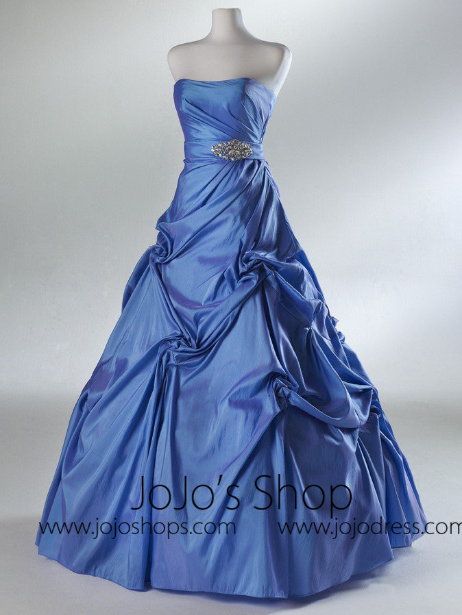 Blue Pick Up Ball Gown Prom Formal Dress HB2029B