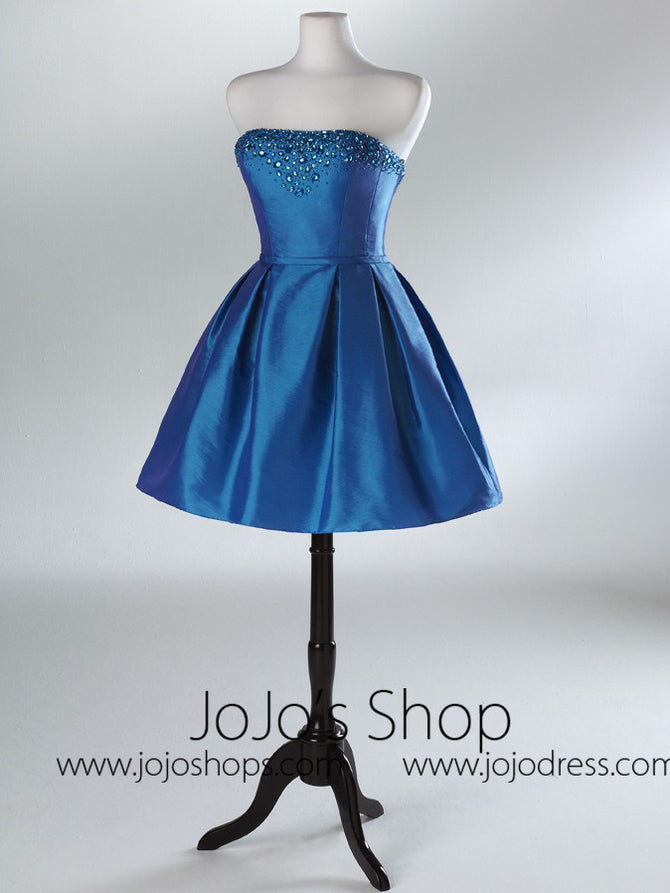 blue dress up costumes Royal Blue Hand Sewed Pearls Short Prom Dress Mini Homecoming Dress Cocktail Dress ARD3132