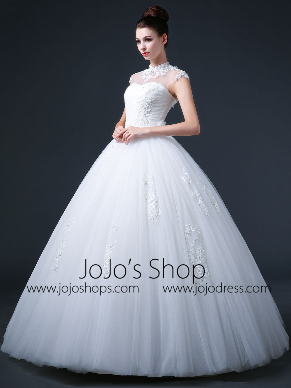 Princess Debutante Ball Gown Dress with Mandarin Collar and Keyhole C3008