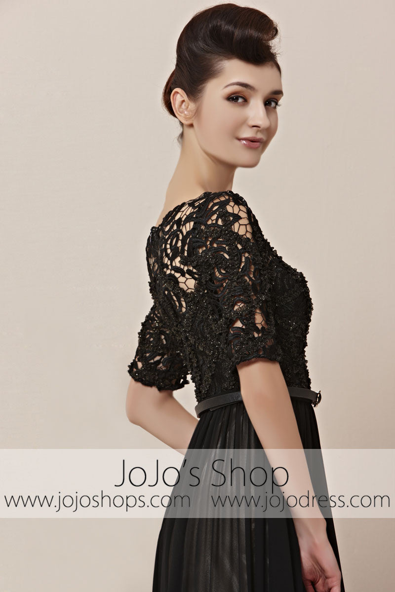 Modest Mid Sleeves Black Lace Home Coming Formal Evening Cocktail Dress CX830155 Modest Mid Sleeves Black Lace Home Coming Formal Evening Cocktail Dress CX830155