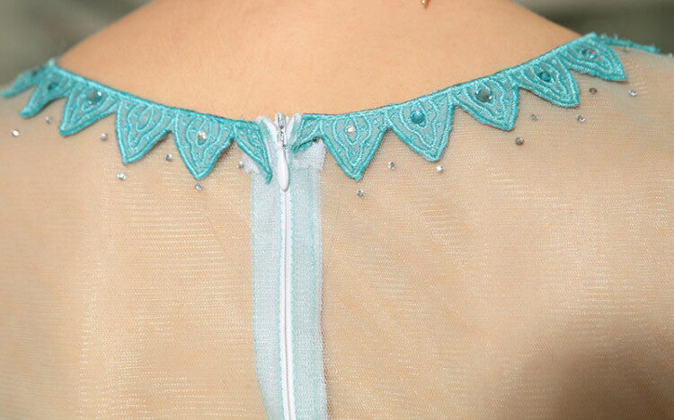 Modest Blue Quarter Sleeves Formal Prom Evening Cocktail Dress DQ830893