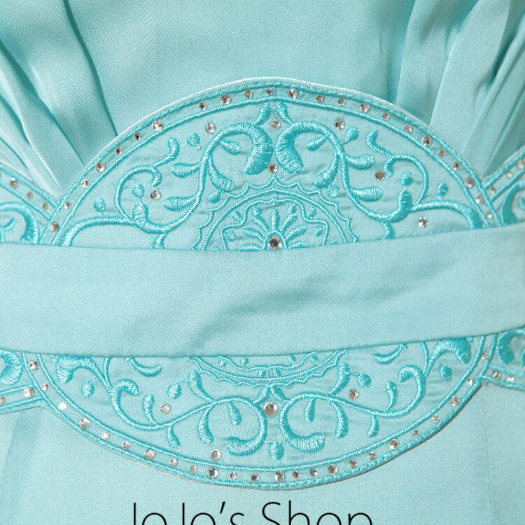 Modest Blue Quarter Sleeves Formal Prom Evening Cocktail Dress DQ830893