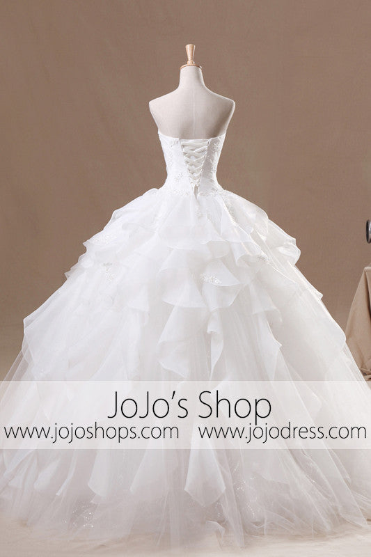 Strapless Ball Gown Princess Ruffle Wedding Dress G1092