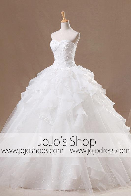 Strapless Ball Gown Princess Ruffle Wedding Dress G1092