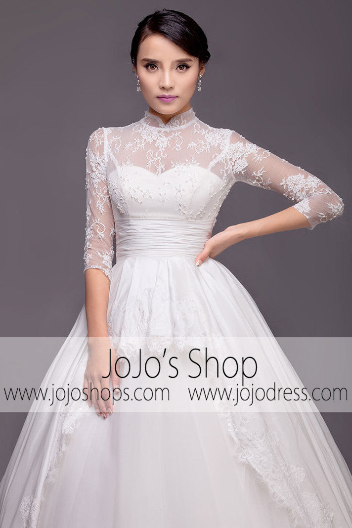 Modest Dress with Mandarin Collar and Long Sleeves | G2005