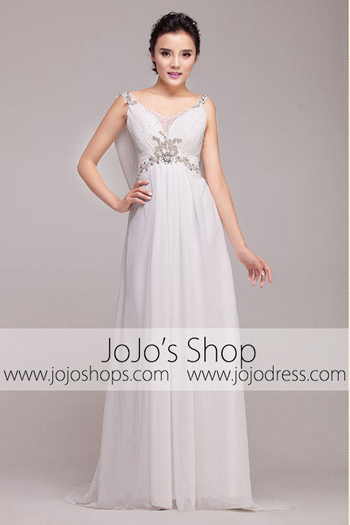 Grecian Goddess V Neck Jeweled Dress | G2006