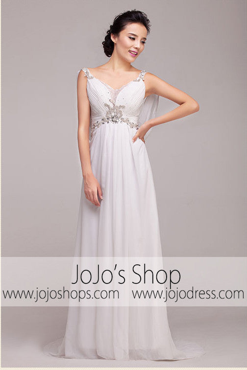 Grecian Goddess V Neck Jeweled Dress | G2006
