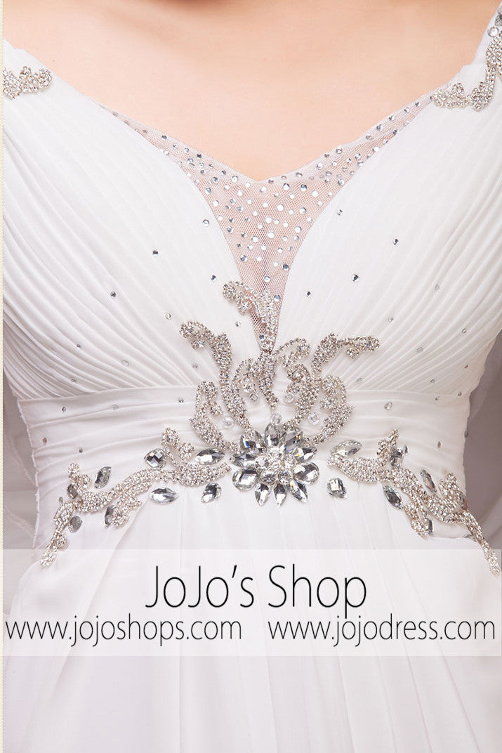 Grecian Goddess V Neck Jeweled Dress | G2006