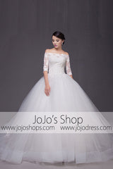 Off Shoulder Long Sleeves Ball Gown Dress | G2007