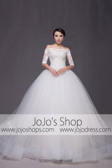Off Shoulder Long Sleeves Ball Gown Dress | G2007