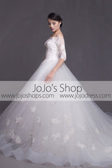 Off Shoulder Long Sleeves Ball Gown Dress | G2007