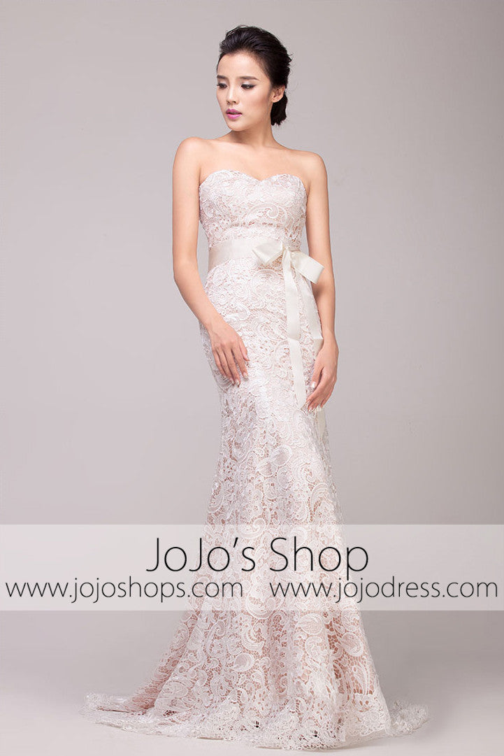 Vintage Strapless Lace Overlay Mermaid Dress | G2010