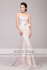 Vintage Strapless Lace Overlay Mermaid Dress | G2010