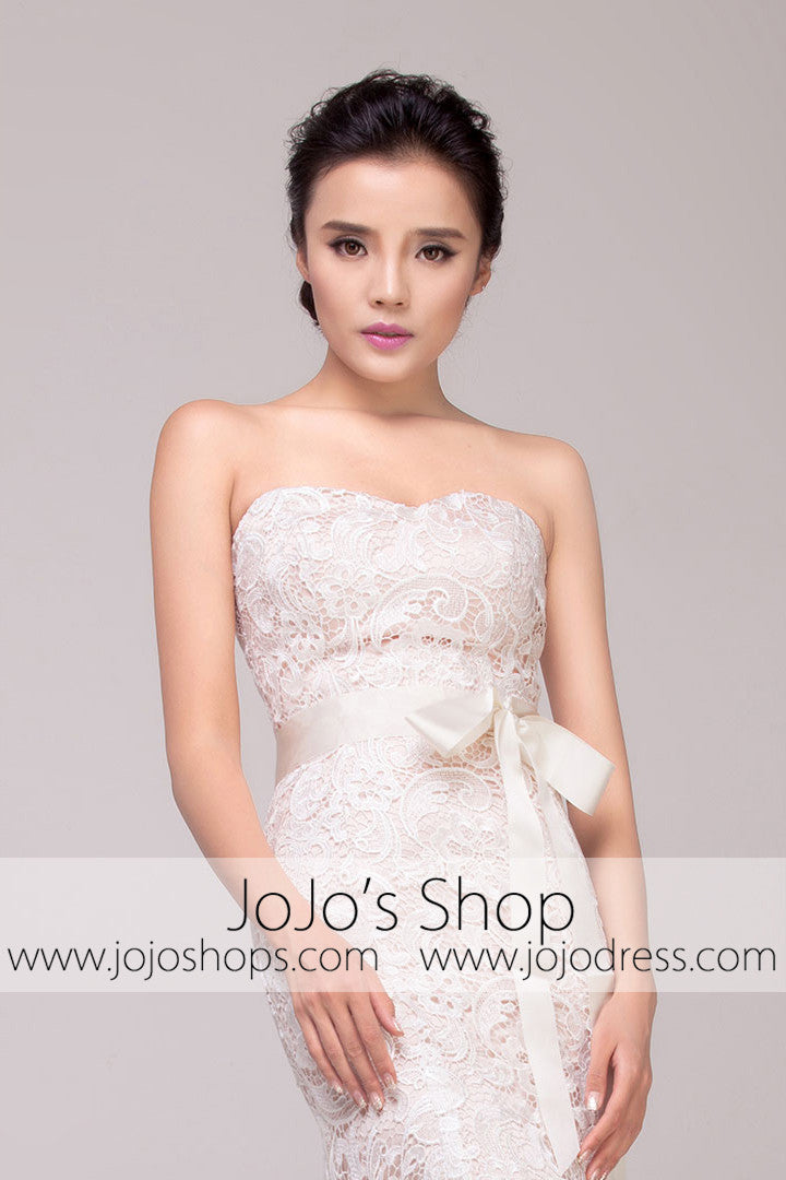 Vintage Strapless Lace Overlay Mermaid Dress | G2010