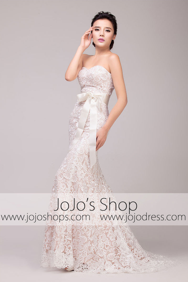 Vintage Strapless Lace Overlay Mermaid Dress | G2010