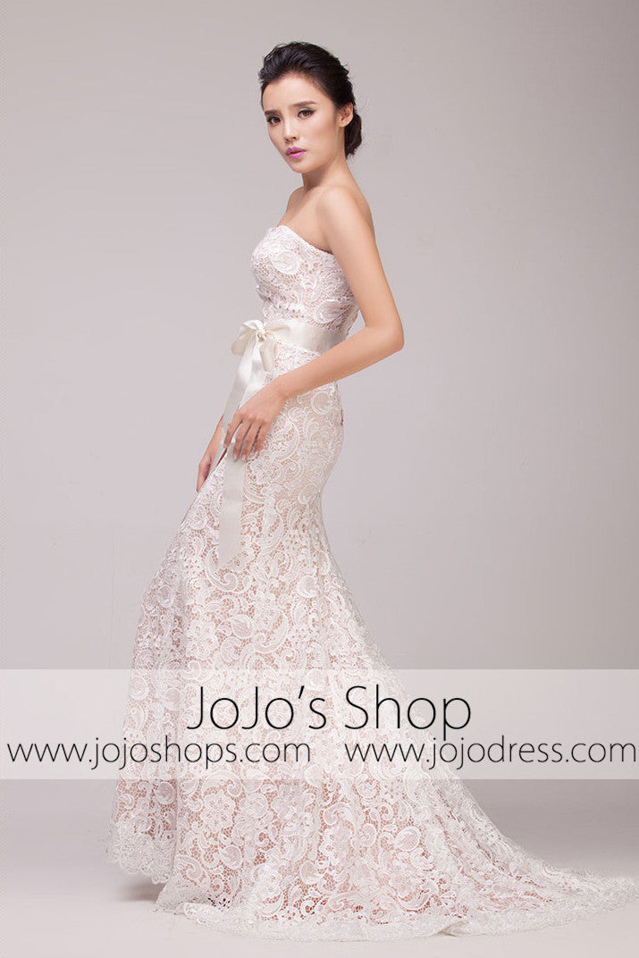 Vintage Strapless Lace Overlay Mermaid Dress | G2010